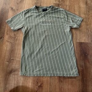 Green and White Short Sleeve Tee with Pinstripes